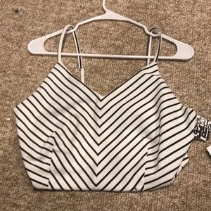 Black and white striped crop top